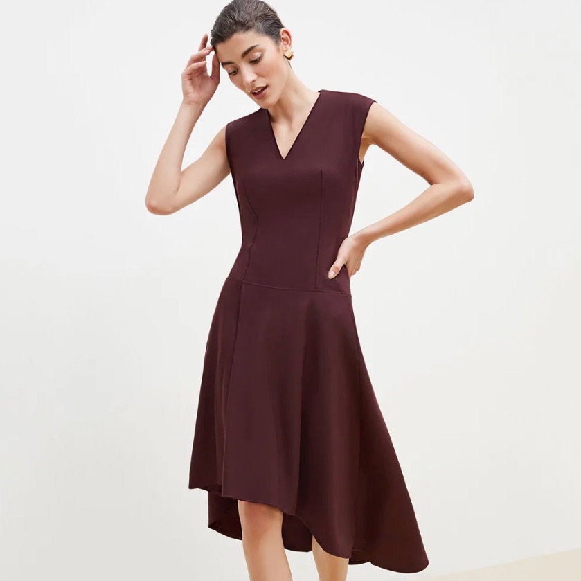 Mm Lafleur The Kelsey Dress - Sharkskin Color Garnet Size 14